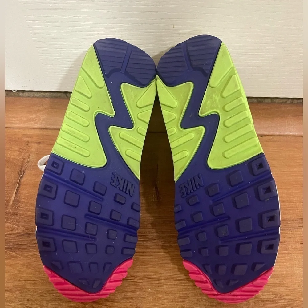 Nike white, purple, green and neon pink air max sneakers​​​​​​​​